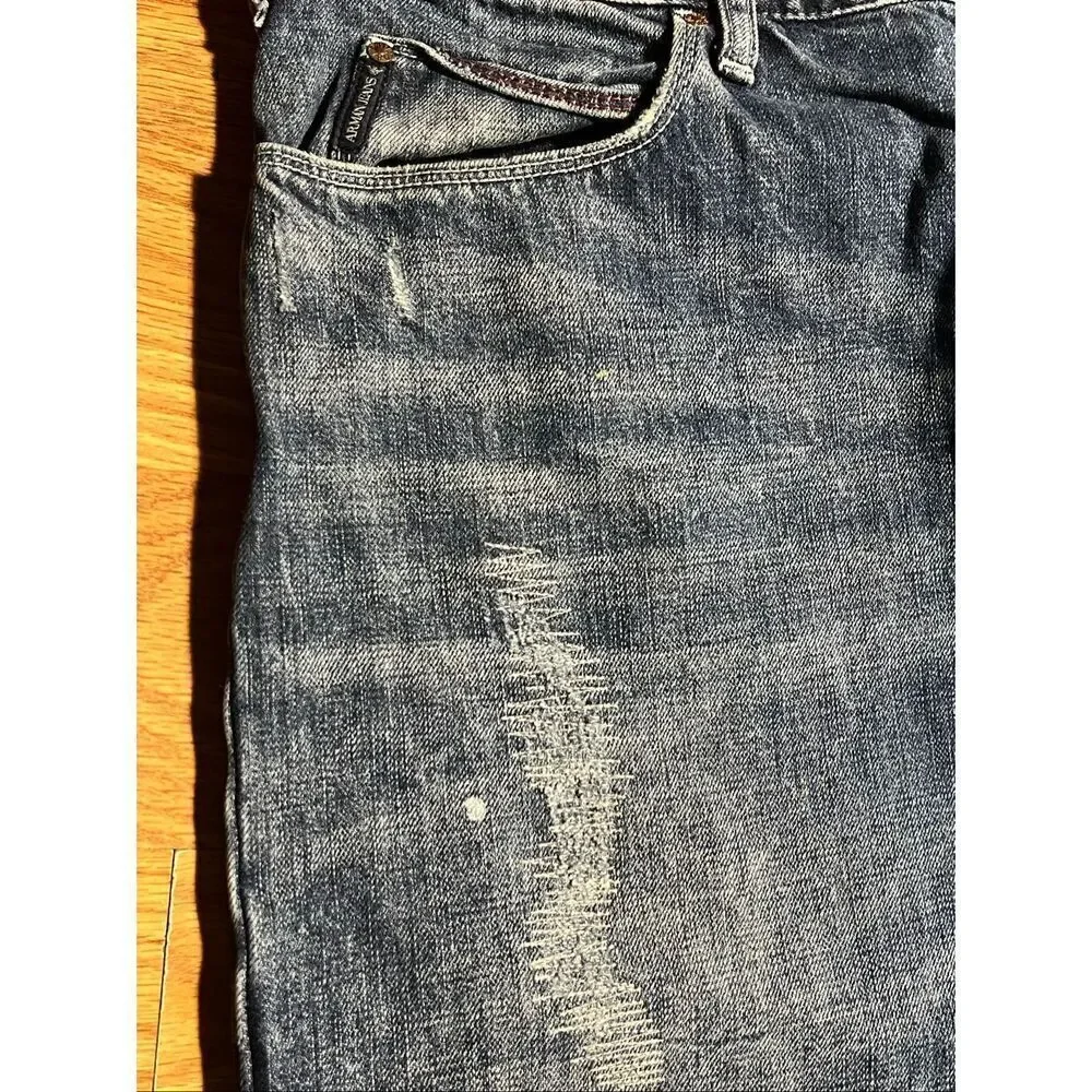 Armani J21 Regular Fit Distressed Button Fly Jeans